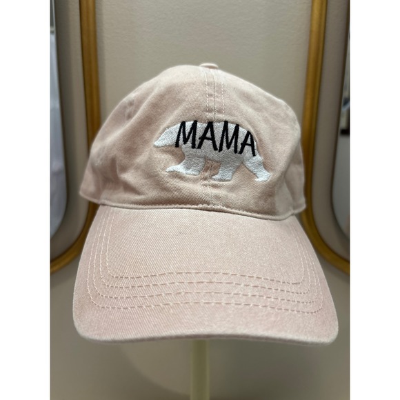 David and Young Accessories - David and Young Mama Bear Embroidered Baseball Cap Pink Cotton One Size, Gift